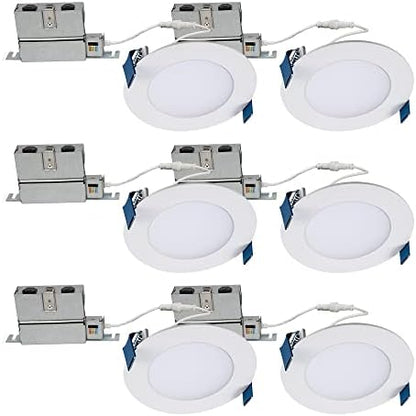 HALO HLB 4 inch LED Recessed Light, Thin Canless, Dimmable w/Selectable Color Temperatures, 6-Pack - HLB40699FS1EMWR-6PK
