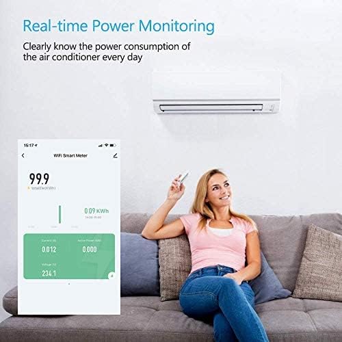 Smart Single-Phase Meter 60A 90-250V, Tuya Smart WiFi 35mm DIN-Rail Power Meter with Digital Display Watt-Hour Meter Home Power Consumption Monitor kWh Ammeter