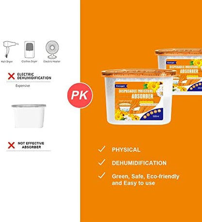CANAGER Moisture Absorber Box - 6 Packs, 12.5 oz Cup, Jasmine Calendula, Odor Eliminator and Dehumidifier for Closet, Bedroom and Kitchen.
