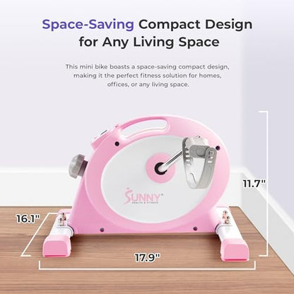 Sunny Health & Fitness Smart Mini Cycle, Under Desk Pedal Arm/Leg Exerciser | Dual Function, Low-Impact Cycle Workout, Rehab/Recovery, Space-Saving Design, Mesh-Belt Resistance, SunnyFit App Connectivity