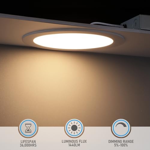 TORCHSTAR 12-Pack 8 Inch Ultra-Thin LED Recessed Light, 18W, 3000K