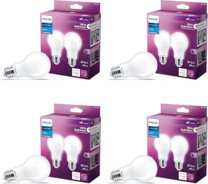 PHILIPS LED 75W A19 4-Pack Ultra Definition Daylight (5000K) 1100 Lumen (9W = 75W) Dimmable Frosted Flicker-Free Light Bulbs
