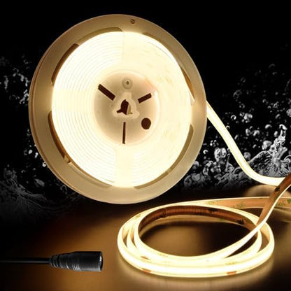 Pandery led Strip Lights Waterproof,DC24V Strip Lights IP65,3000K Warm White,320LEDs/M,8MM Wide,16.4ft/5M,CRI90+,Outdoor led Strips for Bathroom Decor,Pool,Aquariums(Not Included Power)