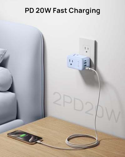 TROND Outlet Extender with 360 Rotating Plug, 3 Way Plug Adapter