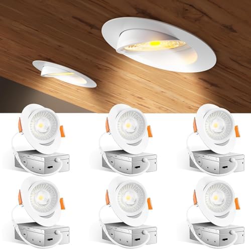 Amico 6 Pack 4 Inch 5CCT Gimbal LED Recessed Ceiling Light