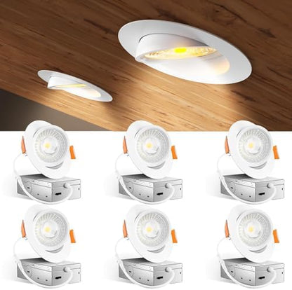 Amico 6 Pack 4 Inch 5CCT Gimbal LED Recessed Ceiling Light