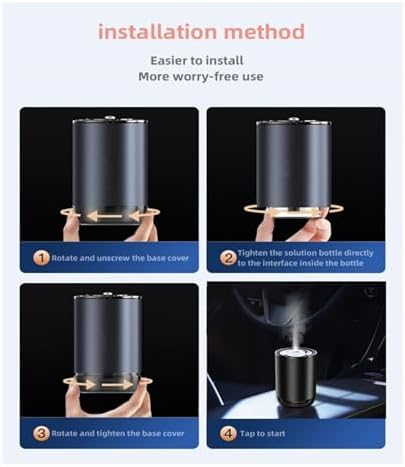 Smart Car Air Freshener 50ML Perfume Ultrasonic Mist Aromatherapy Diffuser Portable Humidifier for Car and Home Use Automatic Start and Stop 3 Modes 4 Freshness Principles(White Tea)