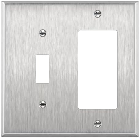 ENERLITES Combination Toggle Switch&Decorator Receptacle Metal Wall Plate