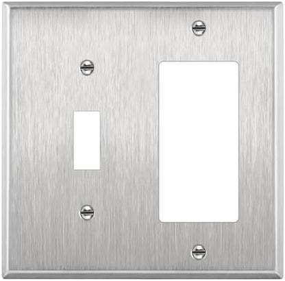ENERLITES Combination Toggle Switch&Decorator Receptacle Metal Wall Plate