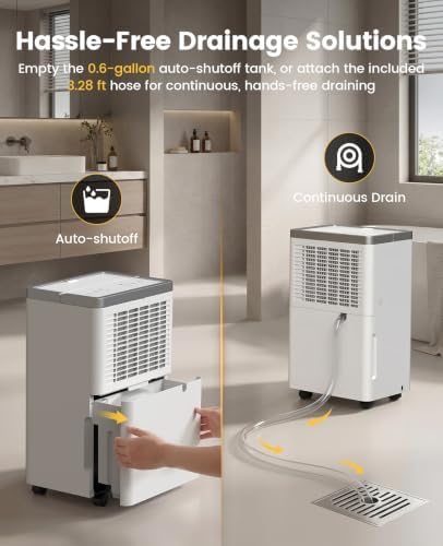 34 Pints Dehumidifier for Basement, with Drain Hose, 38dB Quiet, 2500 Sq.Ft