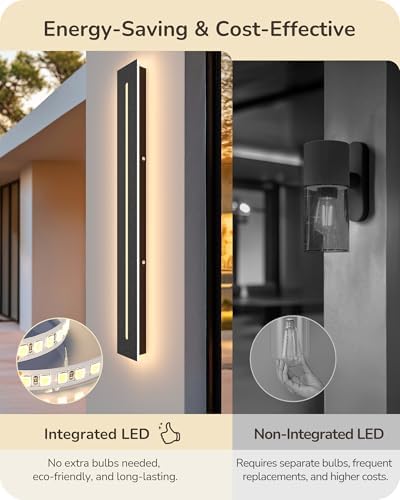 EDISHINE Upgraded 2 Pack 39.4" LED Outdoor Wall Light, Linear Modern Sconce
