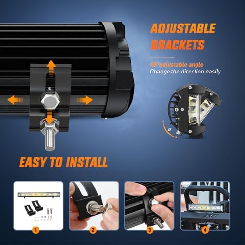 Nilight 20 Inch Side Shooter Light Bar Spot Flood Combo Triple Row