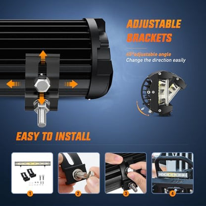 Nilight 20 Inch Side Shooter Light Bar Spot Flood Combo Triple Row