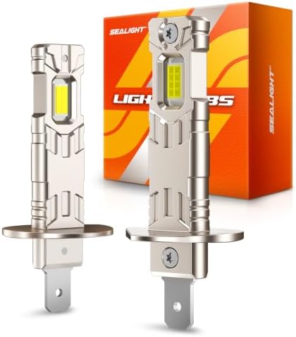 SEALIGHT 2026 Upgraded H1 LED Bulbs, 80,000LM 6500K Cool White Light, H1 Bulb with Advanced Liquid Copper Tube Cooling, 1:1 OEM Size Beam Pattern, No Adapter Needed, Error Free, Pack of 2