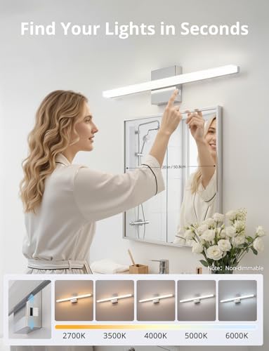 Combuh Vanity Light Fixtures for Mirror, Modern Bathroom Wall Sconce Chrome