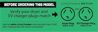 Splitvolt NEMA 10-30, 240V, 24 Amp Splitter Switch - Save Thousands on Home Electric Vehicle Charging EV Install, cETLus Certified, Auto Power Switching Between Dryer and EV or Two EVs, Plug and Play