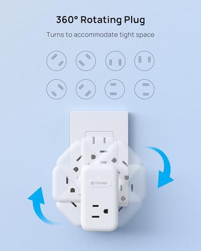 TROND 2 to 3 Prong Outlet Adapter 2 Pack, 3 AC Power Splitter with USB C