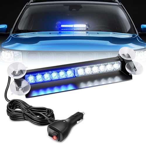 Nilight 12LED Traffic Advisor Strobe Light Bar Blue White Hazard Safety