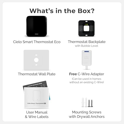 Cielo Smart Thermostat Eco for Central HVAC, Energy Star Certified (Black)
