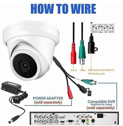 Real HD 4K 8MP Turret Dome TVI CVI AHD Analog 4 in 1 CCTV Security Camera, 65ft IR Night Vision, 2.8mm 100° Wide Viewing Angle, Outdoor, Full Metal Housing, ONLY Compatible with 8MP 4K DVR