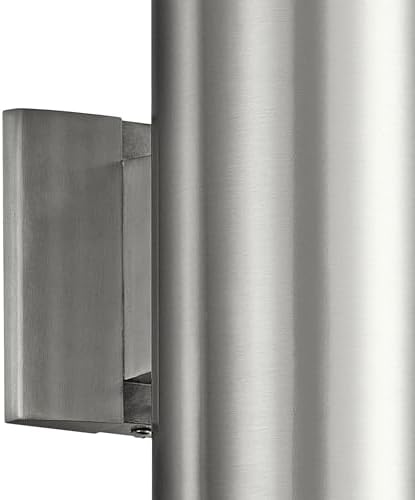 Kichler Cylinders 12" 2-Light Cylinder Outdoor Wall Sconce in Brushed Aluminum, (12" H x 4.75" W), 9244BA
