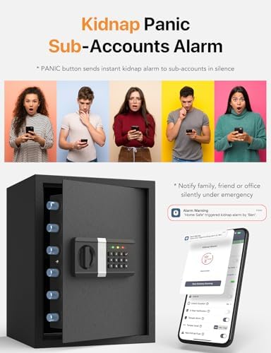 FORFEND Smart Home Safes | WiFi Safe Box App Unlock/Alarm | Voice Control, Kidnap SOS Alarm, Tamper Detect, Frozen Mode | Money Security Lockbox History Track | Digital Caja Fuerte Remote Live Monitor