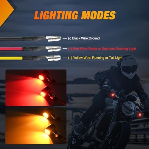 Nilight Motorcycle LED Turn Signal Brake Lights for Harley Honda Red Yellow