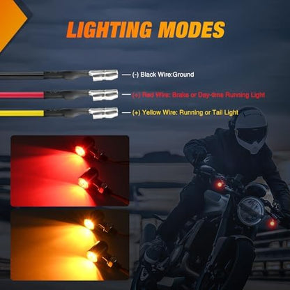 Nilight Motorcycle LED Turn Signal Brake Lights for Harley Honda Red Yellow