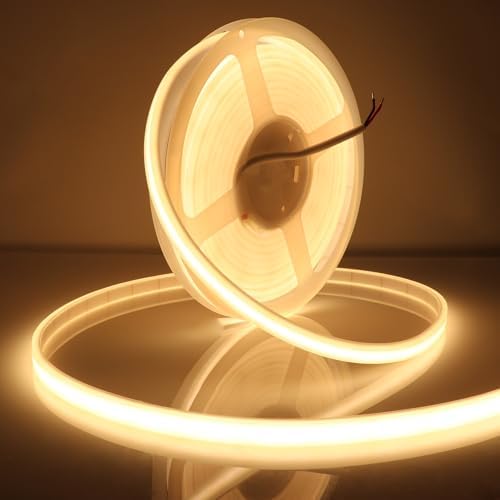 LEDENET COB LED Strip Lights Waterproof IP67 DC12V 16.4ft Warm White 3000K