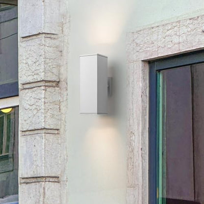mirrea 14" Modern Outdoor Porch Light in 2 Lights, Matte White, 2 Pack