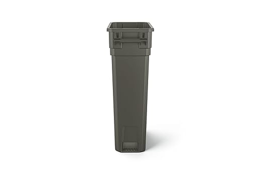 Suncast Commercial 23-Gallon Narrow Trash Can with Handles - Durable Garbage Can, Gray, Made in the USA