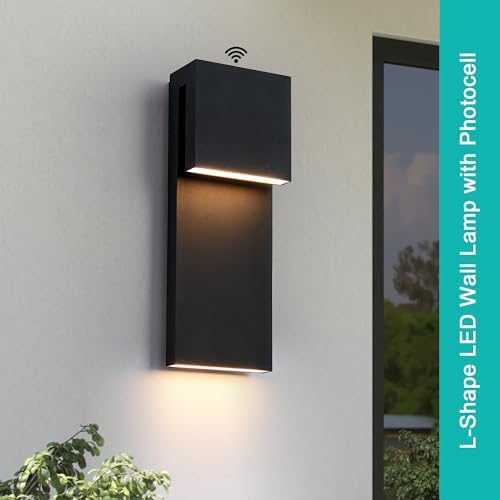 Tarentlight Dusk to Dawn Outdoor Lighting Fixture Wall Mount,Modern Integrated LED 2-Light 17W, Exterior Sensor Front Porch Light,Textured Black,Anti Rust Outside Wall Lights for House,Doorway,Garage