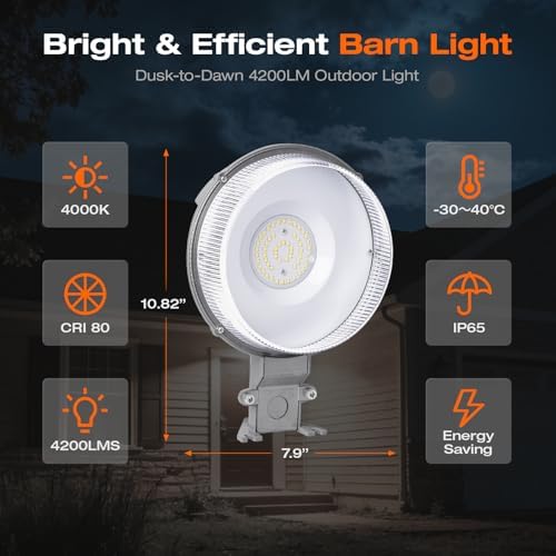 LEDVANCE Sylvania LED Barn Light, Dusk to Dawn Outdoor Lighting with Photocell, Security Lights, FCC/CEC, IP65 Waterproof, 50,000 Hrs, 80 CRI, Yard, Garage, 5000K - 1 Pack (67984)