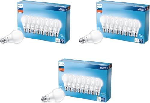 PHILIPS LED 40W A19 24-Pack Basic Soft White Light Bulbs (2700K) 450 Lumen (5W = 40W) Frosted Flicker-Free Light Bulbs (E26 Base)