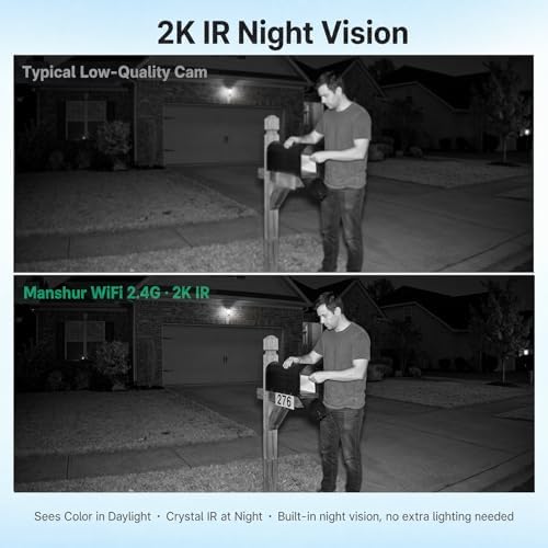 Mini 2.4GHz WiFi Wireless Battery Security Camera — $0/Month Forever No Subscription, 60-Second Setup, 2K Night Vision, PIR Motion Detection — Apartment/Bedroom/Pet (5GHz NOT Supported)