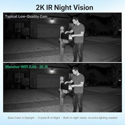 Mini 2.4GHz WiFi Wireless Battery Security Camera — $0/Month Forever No Subscription, 60-Second Setup, 2K Night Vision, PIR Motion Detection — Apartment/Bedroom/Pet (5GHz NOT Supported)