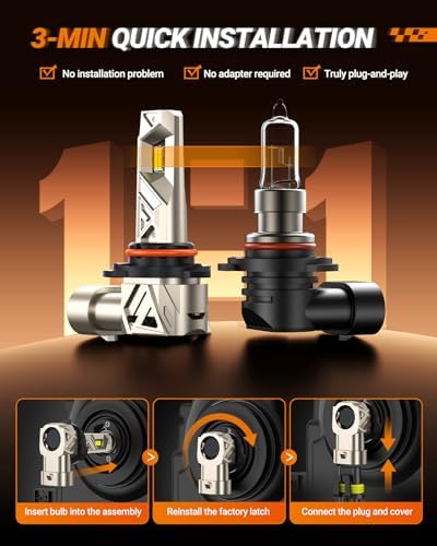 SEALIGHT HB4 9006 Bulbs, 40000LM per Set, 6500K Plug and Play 9006 Fog Lights, Off-Road Use, Automotive Headlight Bulb Retainers Pack of 2