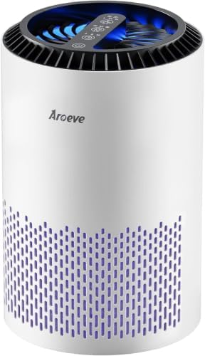 AROEVE Air Purifiers for Bedroom Home, Air Purifier For Smoke Pollen Dander Hair Smell Air_Cleaner with Sleep Mode Speed Control For_Bedroom Office, MK01- White(Available-for California) (Pack of 9)