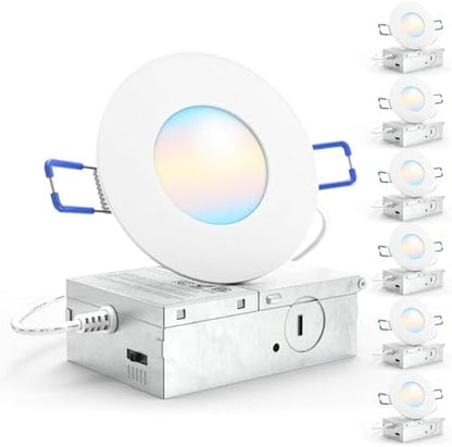 Sunco 6 Pack 3 Inch Ultra Thin LED Recessed Lights, 5CCT, Canless, 8W=50W