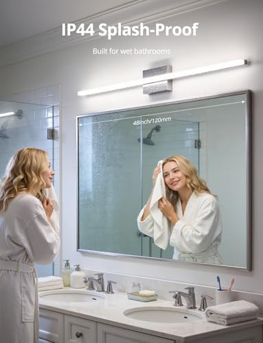 Combuh Bathroom Vanity Light Fixtures Above Mirror, Modern Wall Lamp Chrome