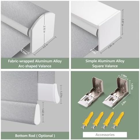 ZSHINE Motorized Blackout Roller Shades Remote Control Rechargeable(82141G)
