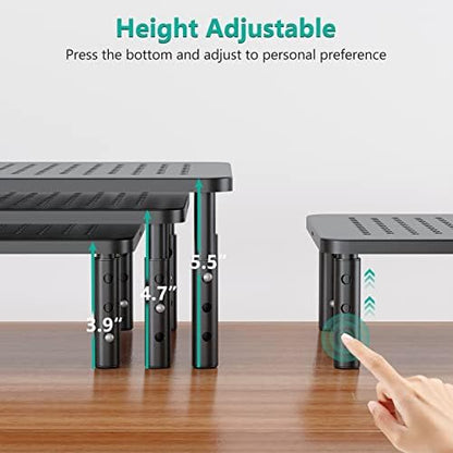 WALI Dual Monitor Stand for Desk, Adjustable Laptop Riser, up to 44 lbs