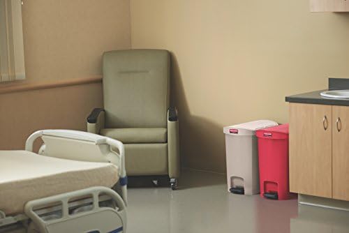 Rubbermaid Commercial Products STREAMLINE Plastic Front Step Step-On-Trash/Garbage Can/Bin, 13 GAL, Beige, for Doctor's Office/Hospitals/Healthcare