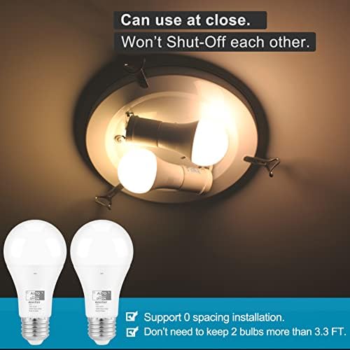 Qualilux Dusk to Dawn A19 LED Light Bulbs Outdoor, Automatic On/Off, 60W Equivalent, Warm White 3000K, Energy Efficient 9.5W, 850 Lumen, E26 Base, 12-Pack, HQ-H009
