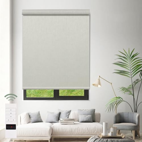 ZSHINE Motorized Blackout Roller Shades Remote Control Rechargeable(82164B)