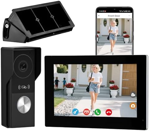 2 Wires Video Door Phone intercom doorbell System, 7 Inch Touch Screen Monitor, 1080P, Remote Unlock, Human Detection, Two-Way Audio, Night Vision, Waterproof, RFID Access Control