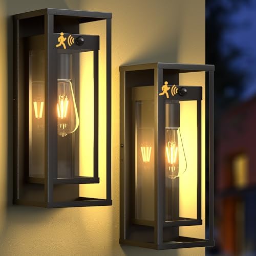 2 Pack Motion Sensor Outdoor Wall Light 15in Large Porch Lights for House
