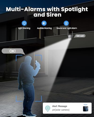 3K/5MP Solar Security Cameras Wireless Outdoor, 360°PTZ Camera