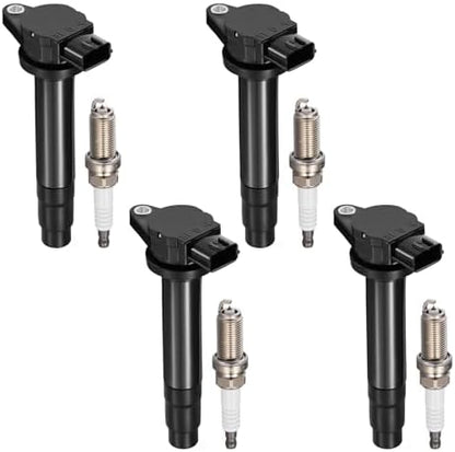 BDFHYK 4 Ignition Coil Pack UF326 and 4 Iridium Spark Plug 4505 Compatible with Nissan Sentra 2000-2002 1.8L L4 Coil for 224484M500 224484M50A UF326 SKIC018 UF232 COP486 CUF326 6734013 GN10505