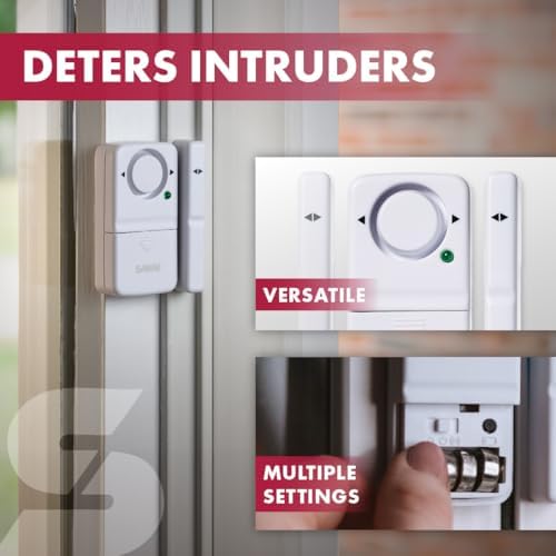 SABRE Wireless Home Security Door Window Burglar Alarm with LOUD 120 dB Siren, DIY EASY to Install, White